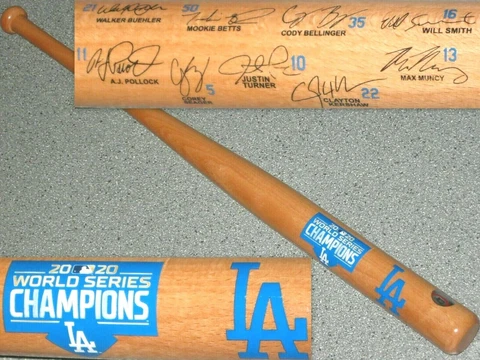 LOS ANGELES DODGERS~2020 WORLD SERIES CHAMPIONS~MINI BASEBALL BAT (9) SIGNATURES Cover