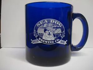 Taza de café vaso azul cobalto con logotipo de Sea Dog Brewing Company Bangor Maine cerveza - Imagen 1 de 9