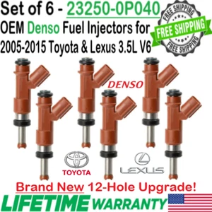 NEW OEM x6 Denso 12-Hole Upgrade Fuel Injectors for 2008-13 Toyota Highlander V6 - Picture 1 of 8