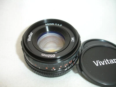 Vivitar MC 50mm f 1.7 lens, Pentax K PK mount w/ BOTH CAPS - excellent condition - Image 1 of 4