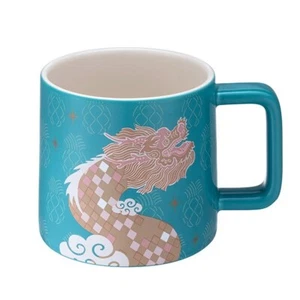 Starbucks Taiwan 2024 One of A Kind Dragon and pineapple Mug 12OZ Blue CNY - Picture 1 of 2