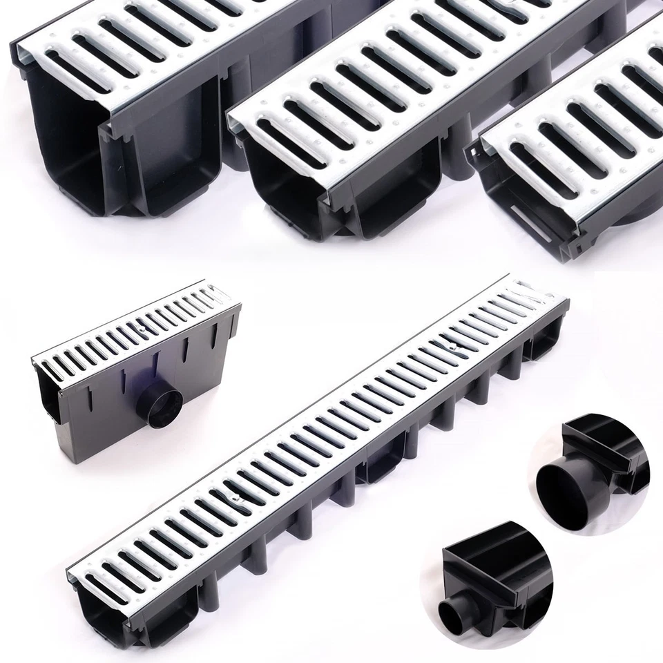 Entwässerungsrinne mit verzinkt Stahlrost – Terrassenrinne A15 1,5 T - Bild 1 von 4