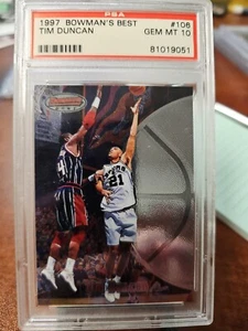 1997 Bowman's Best #106 Tim Duncan Spurs Rookie RC PSA 10 GEM MT - Picture 1 of 2