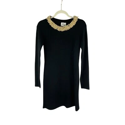 Vestido Suéter de Lana Milly New York Cuello Adornado con Perlas Talla S Noche Neutro Foto 1 de 4