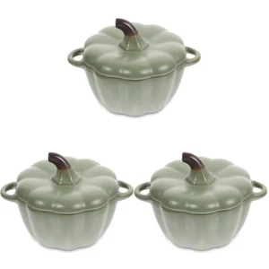 Set of 3 Kürbis-Dessert-Schalen Kind Keramikkürbisschale Mit Deckel - Bild 1 von 12
