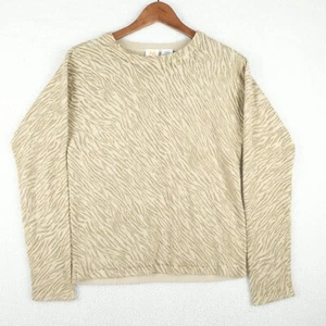 Vintage Pullover Damen mittelbeige Tigerdruck Tier leichte Crew 80er Jahre - Bild 1 von 8
