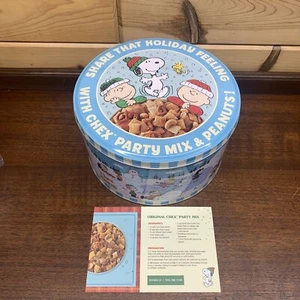 Chex Party Mix & Peanuts Holiday Tin 2024 7½"d x 4¼"h Snoopy Charlie Brown Linus - Picture 1 of 4