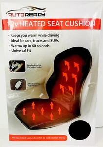 HEATED CAR SEAT CUSHION 12V By AUTO-READY Adjustable Heat Setting NEW - Picture 1 of 5