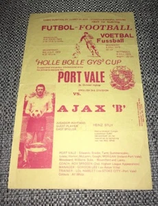 SCARCE 1973-4 PORT VALE VS AJAX B (LLORET DE MAR FRIENDLY IN SPAIN) SINGLE SHEET - Picture 1 of 4