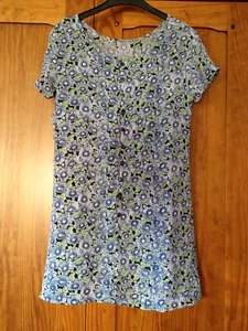 Sommerkleidchen Minikleid Blumenmuster blau - Größe 36 - Bild 1 von 4