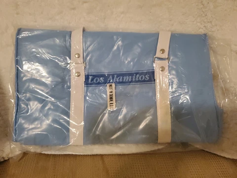 RARE Vintage Los Alamitos Horse Racing SOFT DRINK COOLER TOTE SOUVENIR BLUE 15" Cover