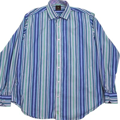 TailorByrd XL Multicolor Stripe Dress Shirt Men's Cotton Long Sleeve Casual - Image 1 of 4