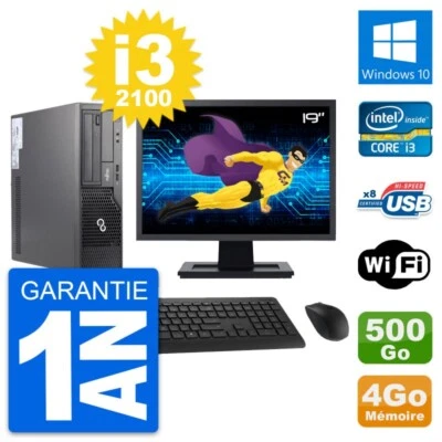 PC Fujitsu E500 DT Schermo 19" Intel I3-2100 RAM 4GB Disco 500GB Windows 10 Wifi - Immagine 1 di 3