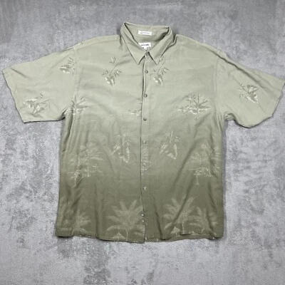 Camisa Pierre Cardin Rayón Hawaiana Abotonada Bambú Floral Verde Para Hombres Talla XXL Foto 1 de 4