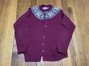 Laurence J Smith Cardigan M Hand Knit Shetland Wool VTG E1 - Picture 1 of 4