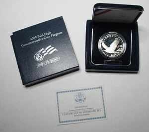 2008 U.S. Proof Silver Dollar * Bald Eagle * In Original Box w/COA * No Reserve - Picture 1 of 4