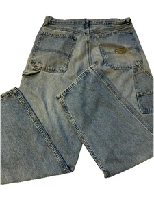 Pantalones de mezclilla Wrangler vintage para hombre W32 L32 azul relajado calce recto manchas trabajo LEER - Imagen 1 de 12