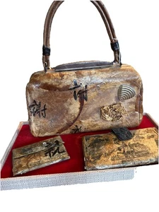 vintage decoupaged 1960s handbag unique one of a kind giving the other pieces - Picture 1 of 24