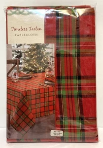 NEU Zeitlose Schottenkaro Weihnachten Tischdecke Rot Grün Gold Metallic 52x70 Obl - Bild 1 von 5
