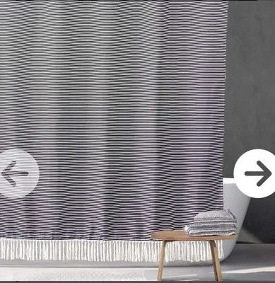 Cortina de ducha suave nube bohemia a rayas oliva y lino con flecos 72" x 72" Foto 1 de 3