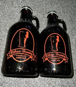 MISTRESS BREWING Co Growler Glass Bottle Beer LOGO Ankeny Iowa Lot 2 JUG - Picture 1 of 4