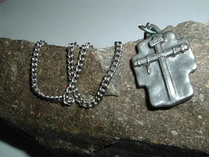 Herren Vintage Zinn Kreuz und Kette Anhänger Halskette - Bild 1 von 4
