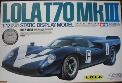 Kit Coche Deportivo TAMIYA Lola T70 Mk.III Pantalla Estática Modelo Escala 1/12 Sin Montar Foto 1 de 3