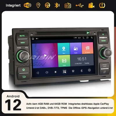 Android 13 Autoradio 64GB Navi CarPlay USB Ford Fiesta Kuga Transit Focus Galaxy - Bild 1 von 4