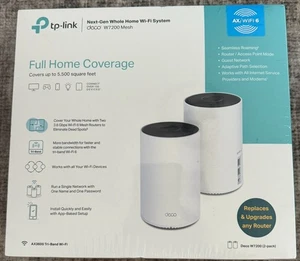TP-Link Deco W7200 AX3600 Tri-Band WiFi 6 Mesh System 2-Pack 5500 Sq Ft Coverage - Picture 1 of 4
