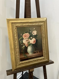19. Jhd, BLUMENSTILLLEBEN - ÖL AUF HOLZ - GERAHMT, UNLESERLICH SIGNIERT | A.2.11 - Bild 1 von 21