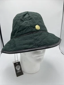 Vince Camuto Dark Green With Black Trim Quilted Bucket Hat New Free Ship - Picture 1 of 8