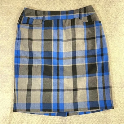 Falda a cuadros azul y negra Dressbarn talla 10 para mujer Foto 1 de 4