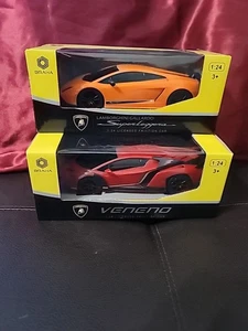 (2) Lamborghini Veneno, Gallarado 1:24 Scale Licensed Red Friction Car - Picture 1 of 5