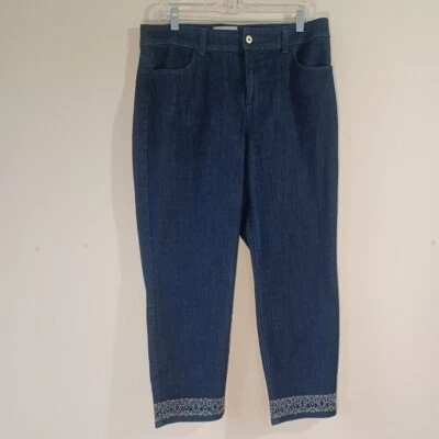 Pantalones de mezclilla Chicos 1,5/10 recortados al tobillo fabulosamente adelgazantes adornados puño lavado oscuro Foto 1 de 4