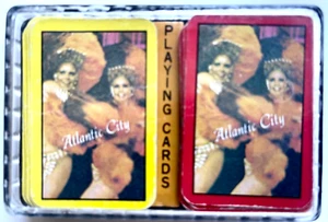 VINTAGE ATLANTIC CITY SHOWGIRLS SOUVENIER TWO FULL DECKS MINIATURE PLAYING CARDS - Picture 1 of 2