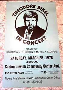Theodore Bikel ORIGINAL Concert Window Card / Poster 1978 Canton Ohio 14" x 22" - Picture 1 of 5