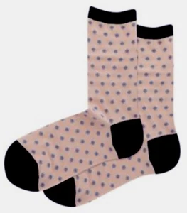 Hot Sox® Women’s Blush Pink with Blue Polka Dot Crew Socks Size 9-11 NEW - Picture 1 of 2