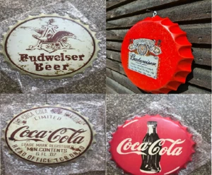 4er Set Wandbilder/Schild Retro/Vintage Blech Metall 30cm Flaschenverschluss Wandbehang - Bild 1 von 7