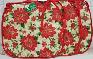 3er SET DÜNNE KISSEN STUHLAUFLAGEN, 14"x15", WEIHNACHTEN WEIHNACHTSSTERN BLUMEN # 2, CH  - Bild 1 von 18