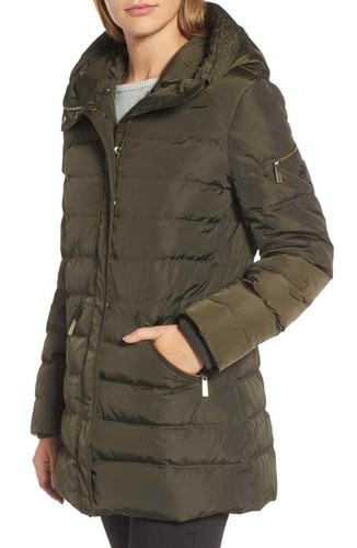 Cappotto Michael Michael Kors V6707 con cappuccio e bordo in pelliccia sintetica taglia X Small