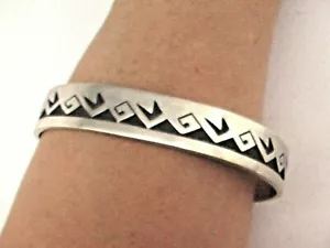 Brazalete Brazalete Taxco Mexicano Estilo Hopi Plata Esterlina 925 37 g - Imagen 1 de 11