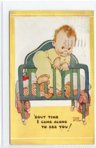 (Gd1835) Mabel Lucie Attwell, Valentines 1668, Baby Climbing Out Of Bed, 1952 - Picture 1 of 4