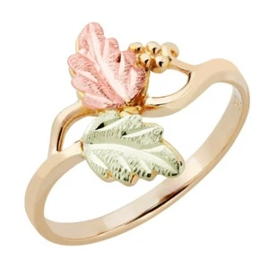 Landstrom's® Ladies Tri-color Black Hills Gold Ring with Leaves Size 10 - Picture 1 of 1