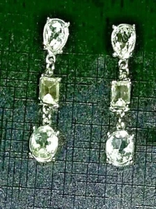 Crystal Rhinestone Faux Diamond Drop Post Earrings Wedding Prom Formal Evening - Picture 1 of 3