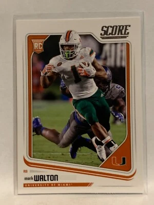 #373 Mark Walton Rookie Draft U of Miami 2018 Score Football Card - Image 1 of 2
