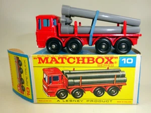 Matchbox No. 10D Leyland Pipe Truck red rare WHITE base complete with pipes - Picture 1 of 12