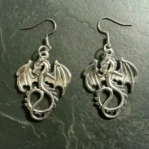 Dragon Fantasy Monster Creature Earrings Pendant Charm Collectible Gift Present - Picture 1 of 2
