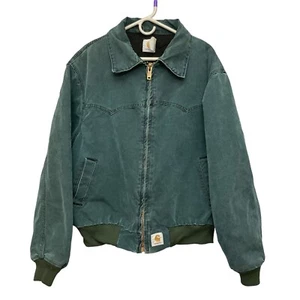 VTG Carhartt JQ2043 Santa Fe Quilted Lined Coat Jacket 2XL Green Made in USA - Picture 1 of 14