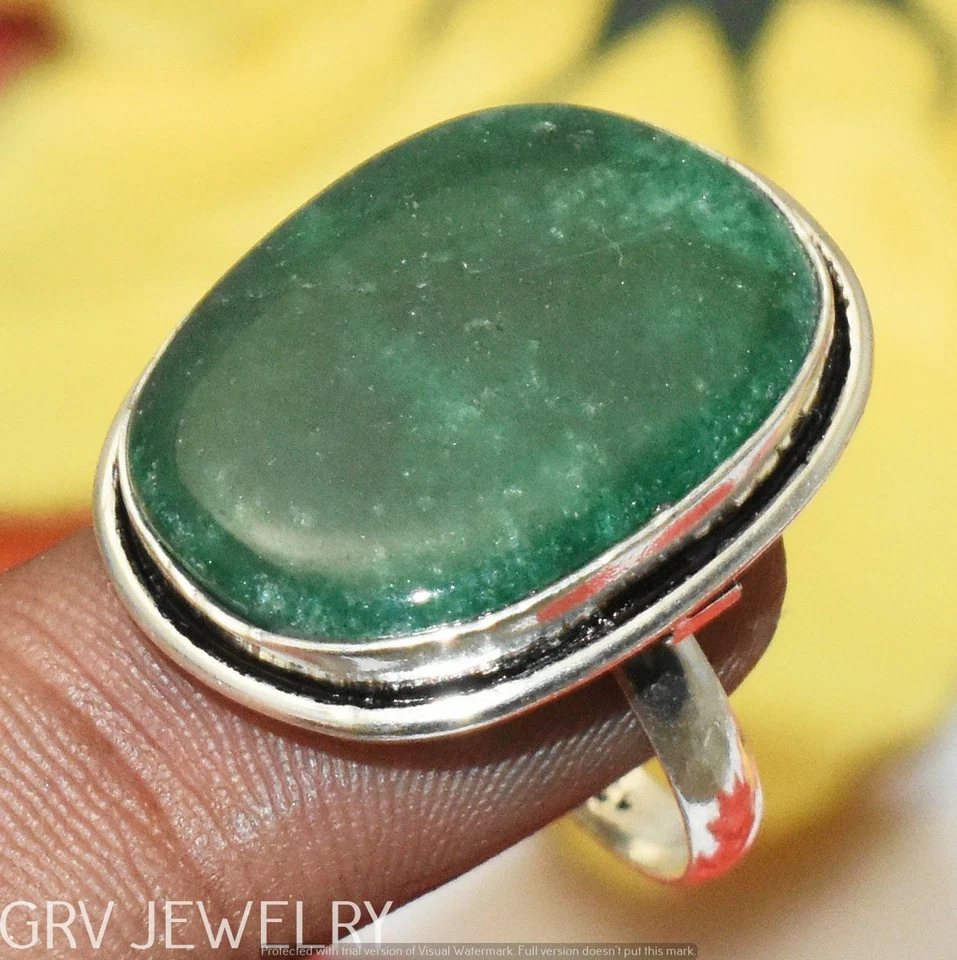 Green Aventurine Gemstone Ring 925 Silver Overlay Us Size 7.5" U295-E160 - Image 1 of 1