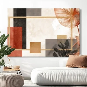 Leinwandbild Abstrakt Blätter Natur Beige Japandi Still Bilder Minimalistin 8300 - Bild 1 von 8